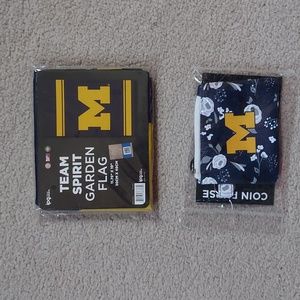 NWT Team Sports Michigan Team Spirit Garden Flag and an ipg Michigan Coin Purse